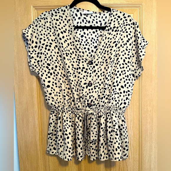 Free Kisses Black and White Polka Dot Top - Picture 1 of 8